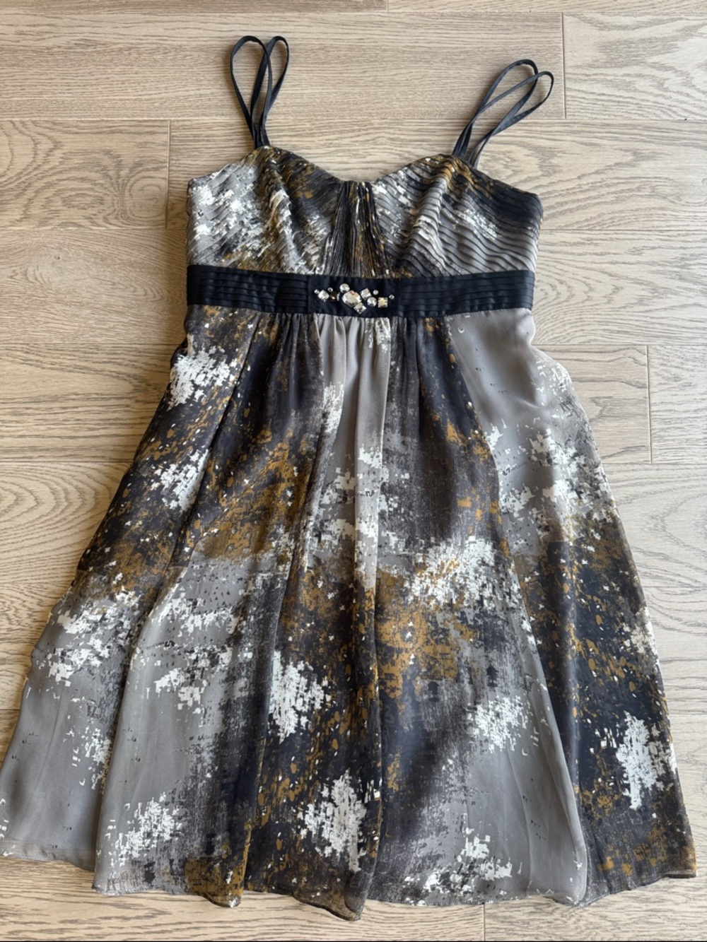 RW&CO. Black Brown White and Gray A-Line Party Dress 4